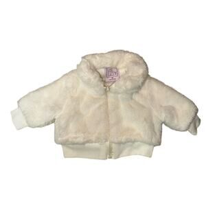 Just Lizzie White Faux Fur Baby Jacket, Size 3 Months
